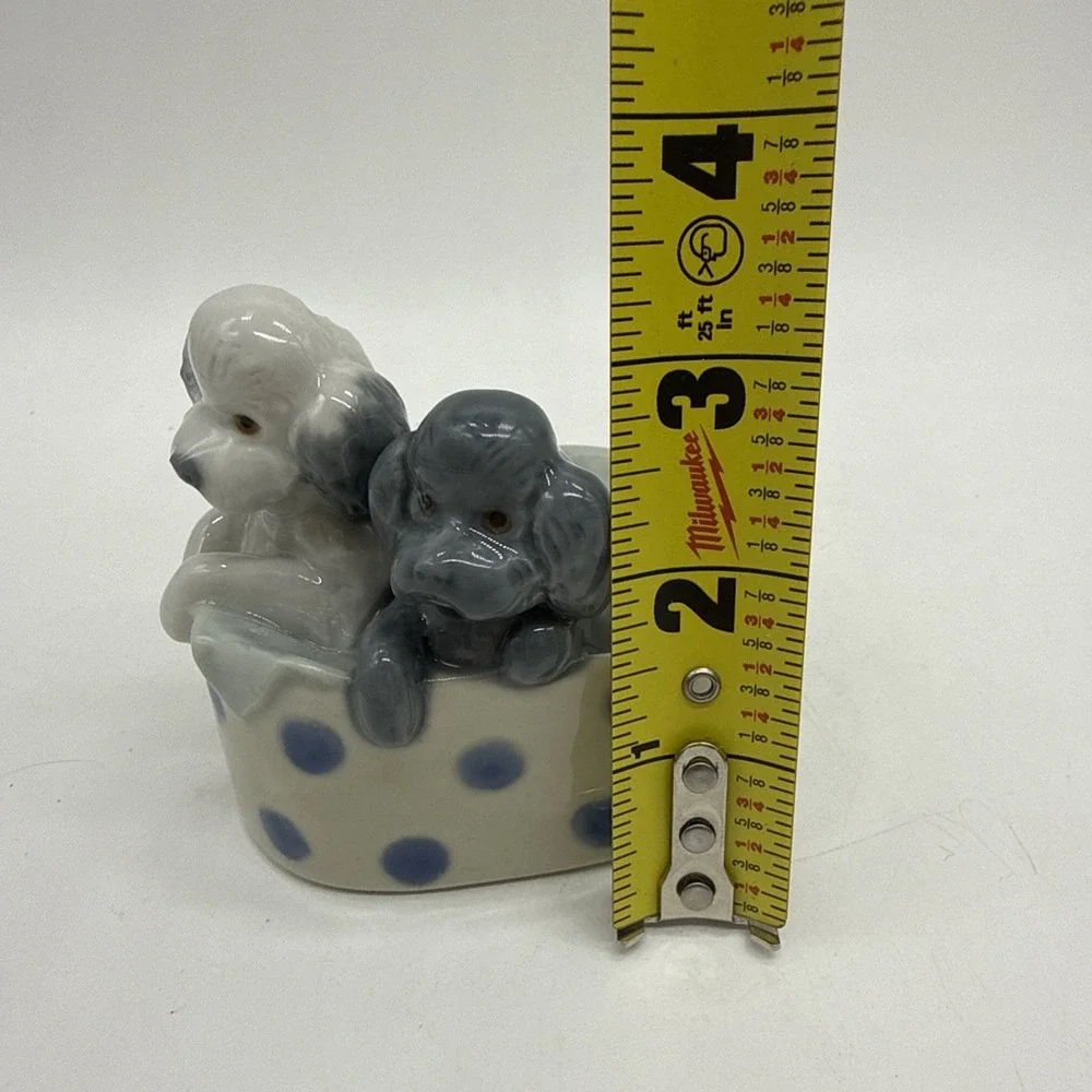 Nao by Lladro Poodles & Dots Figurine Dogs #1082 Blue White 3